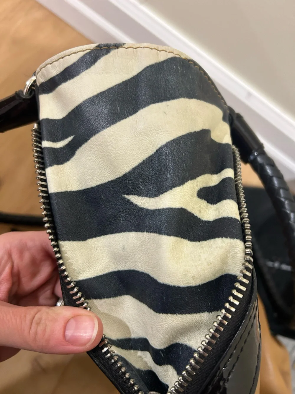 Brighton Fashionista City Block Dovima Zebra Leather Bag